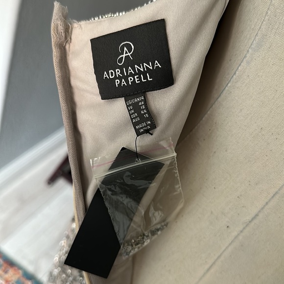 NYE Adrianna Papell Silver Beaded Designer Gown Perfect for Special Event - Picture 7 of 9